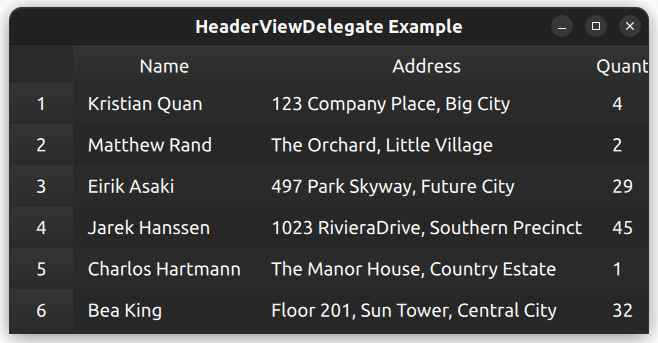 Header view delegate in table column header