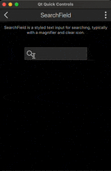 Search field with search icon and clear button