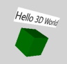 Rotated cube with 2D text following rotation