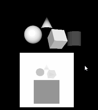 Animation showing depth buffer values as grayscale