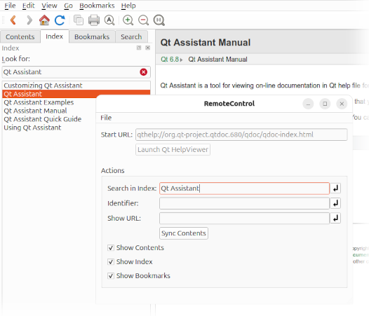 Screenshot of the example UI