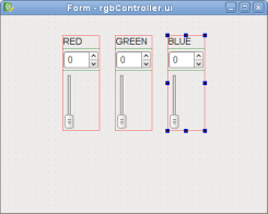Screenshot showing the arrangement of the rgb controller components with one component being selected