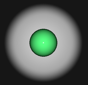 Green sphere with spotlight cone angle visualization