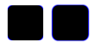 Rectangles showing difference between transparent border settings