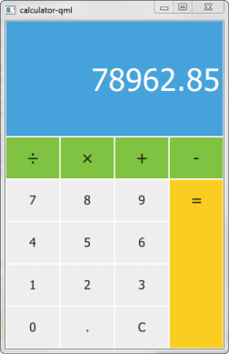 Calculator with numeric display, operator buttons, and digit buttons