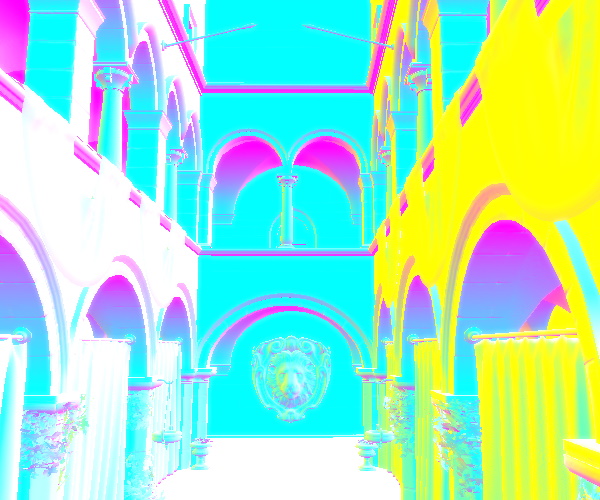 Scene showing normal vectors as colors