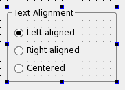 Screenshot showing a group box, including multiple widgets, that is selected