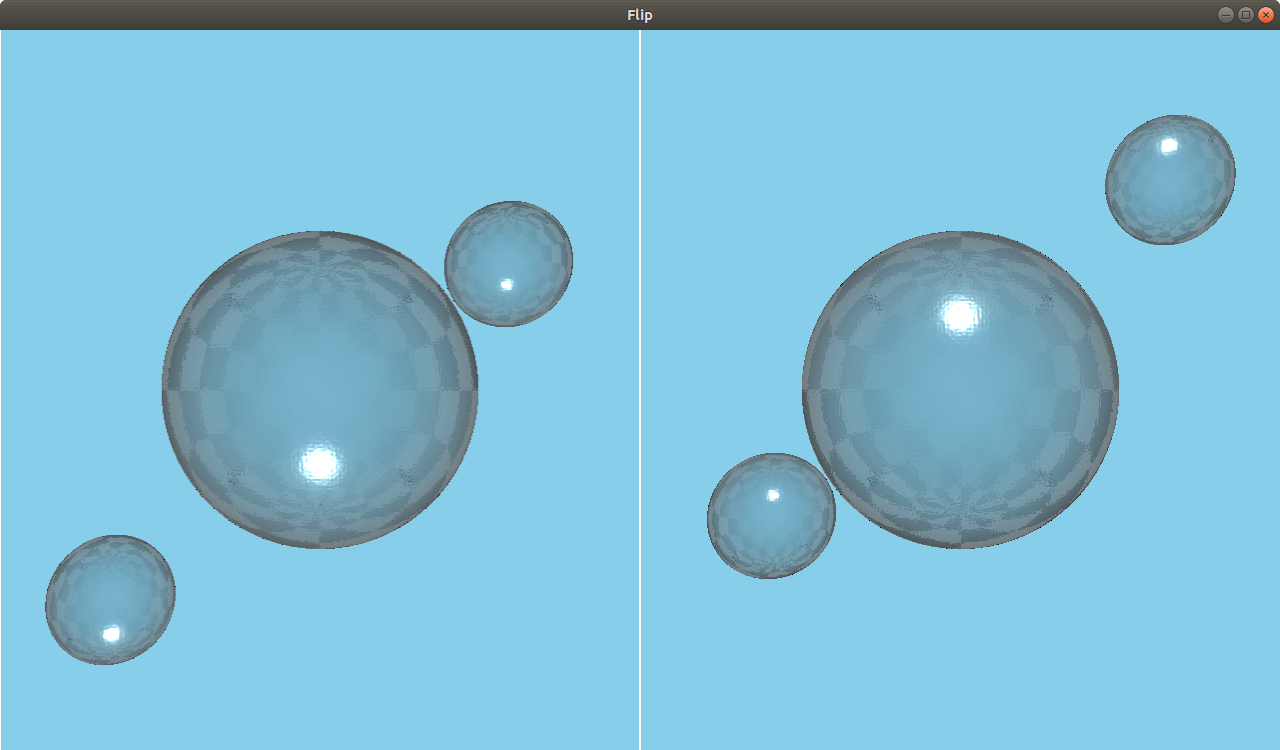 Scene comparison showing flip effect