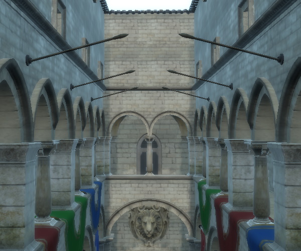 Stone courtyard with glow at levels 1 and 2