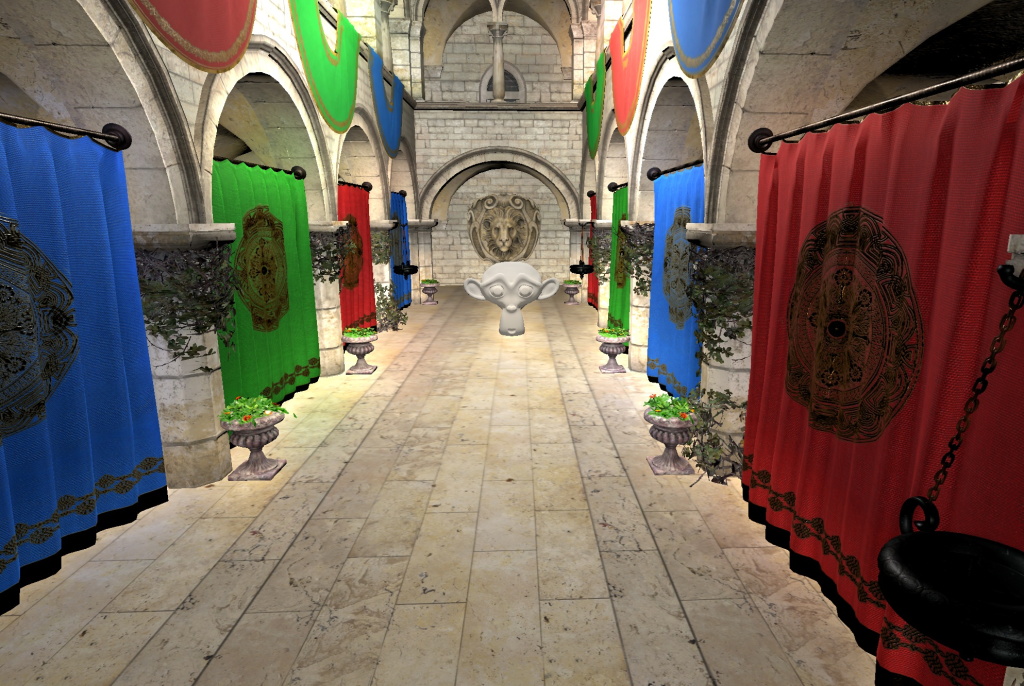 Medieval hall with screen-space global illumination enabled