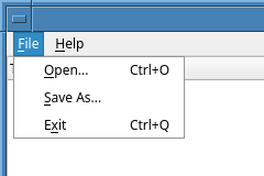 File menu with Open, Save As, and Exit