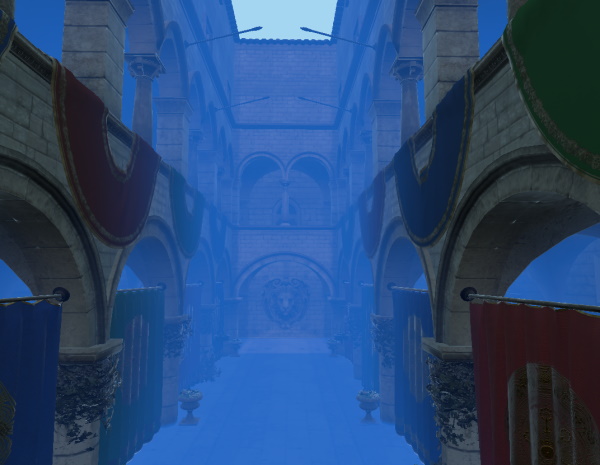 Scene with blue fog