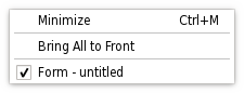 Menu containing several action items