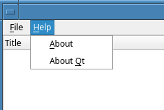 Help menu with About and About Qt