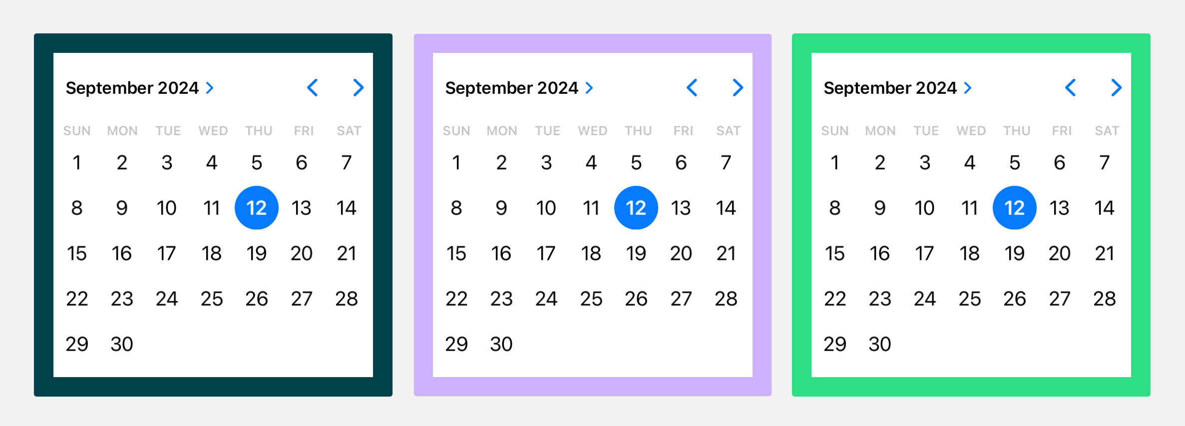 Qt GUI, Qt Widgets, and Qt Quick containers hosting an iOS calendar