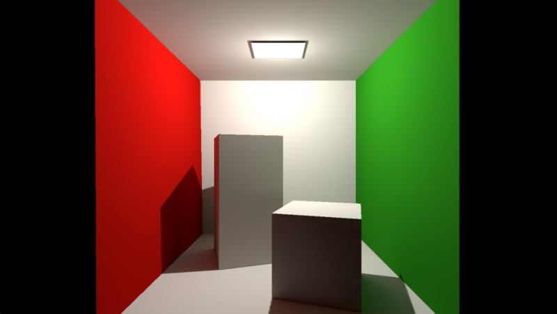 Cornell box scene with the lightmaps denoised
