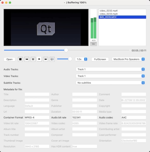 Media player showing video playback and control panel