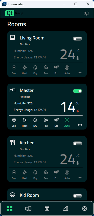 Dark UI theme on mobile vertical screen