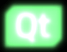 Qt logo with green glow showing brightness, saturation, and blur effects combined