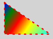 Triangle with rainbow gradient fill and red dashed stroke