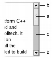 The parts of the scroll bar such as slider, scroll arrows, and page control