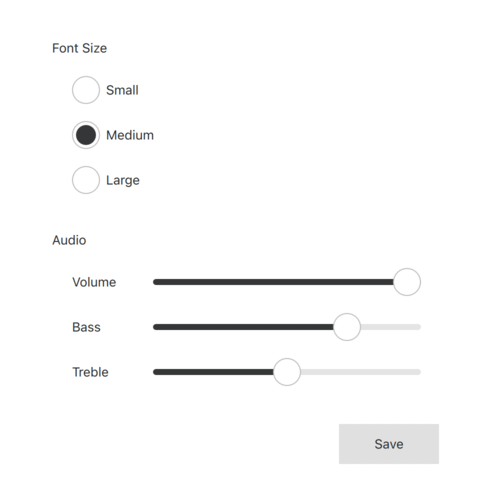 Gallery of controls in Basic style