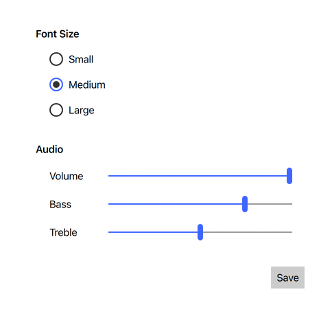 Gallery of controls in Universal style light theme