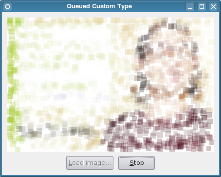 Window with colored blocks being rendered progressively from a worker thread