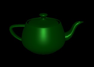 Green teapot with standard material showing correct color