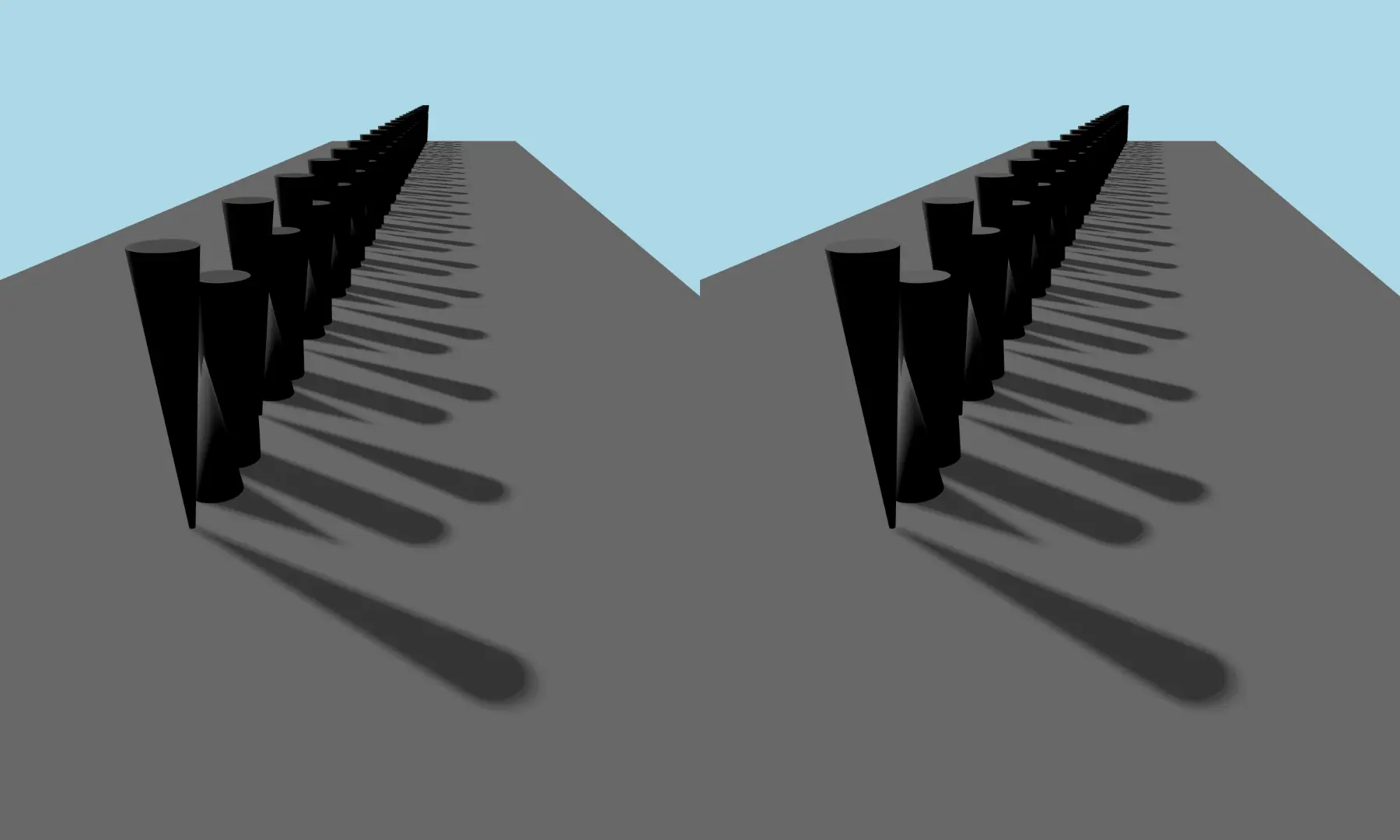 Comparison showing effects of shadow bias adjustment