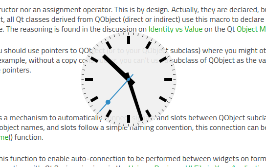 Translucent clock overlaid on text