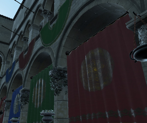 Architectural scene showing smoothed specular highlights with antialiasing