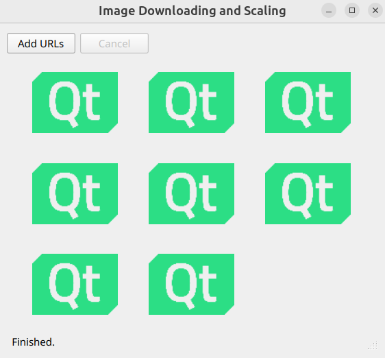 Grid of downloaded images with Finished status