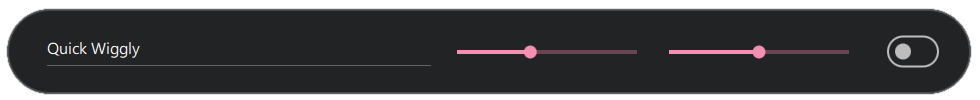 Settings toolbar with text field, two sliders, and toggle switch