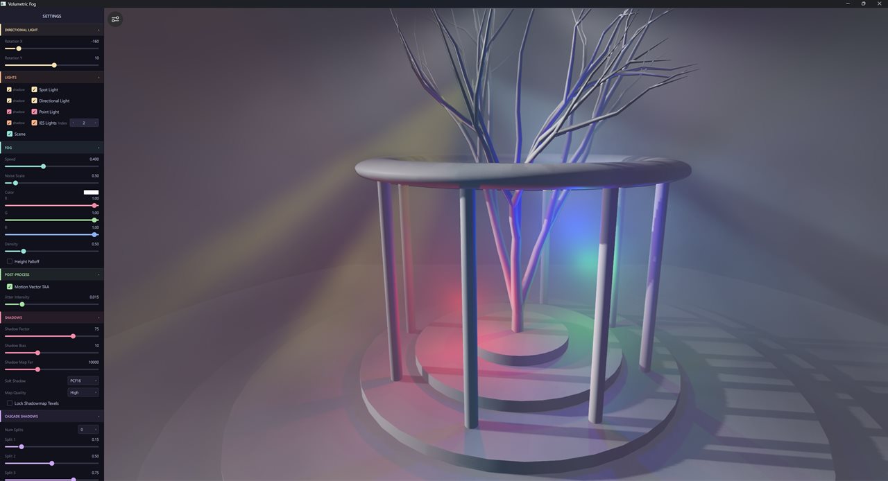 An stage with all kind of volumetric lights