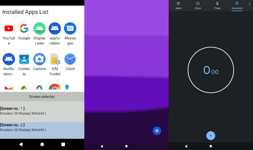 Installed Apps and available screens