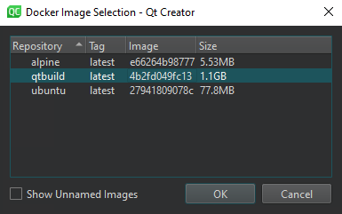 "Docker Image Selection dialog"