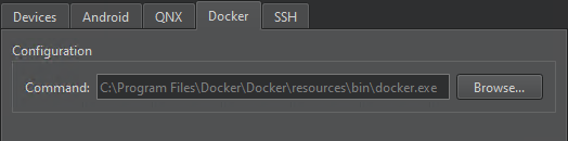 "Docker tab in Devices preferences"