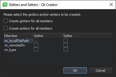 "Getters and Setters dialog"