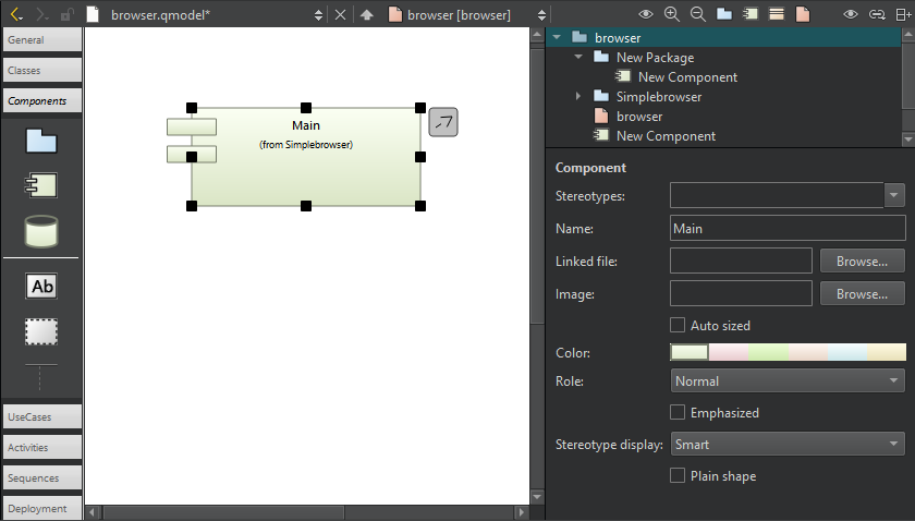 {Component diagram in the model editor}