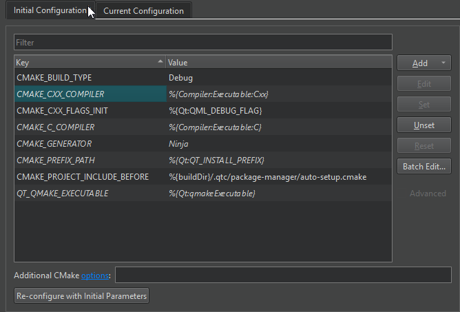 {Initial CMake configuration}