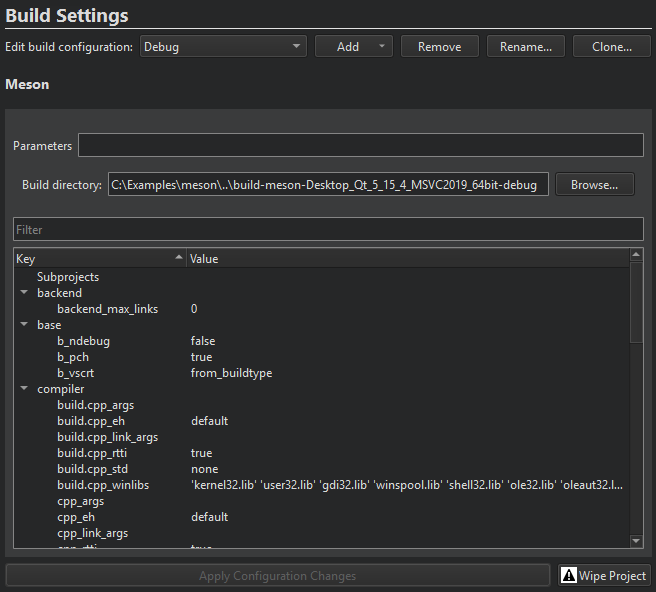 {Meson build settings}