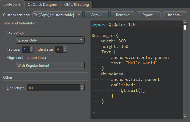 {Qt Quick Code Style preferences}