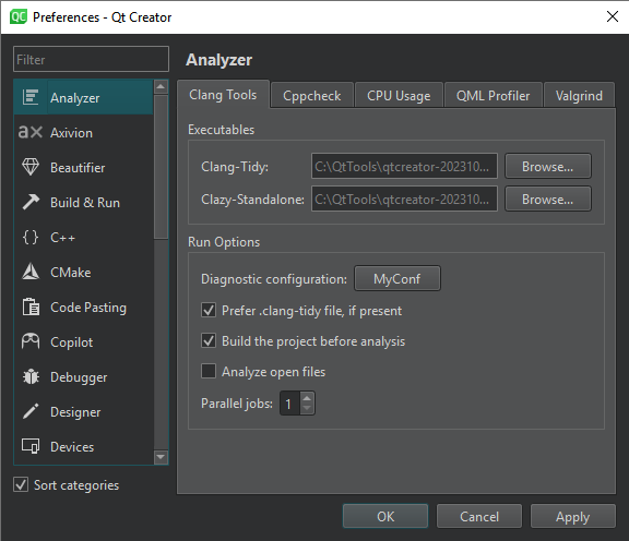 {Preference categories in alphabetic order}