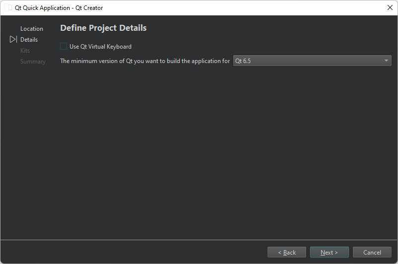 {Define Project Details dialog}