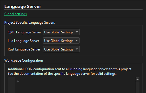 {Language Server settings for a project}