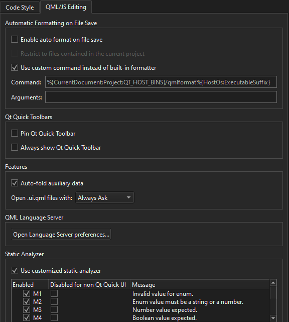 {QML/JS Editing preferences}