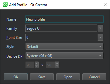 "Add Profile dialog"