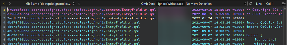 Git Blame view