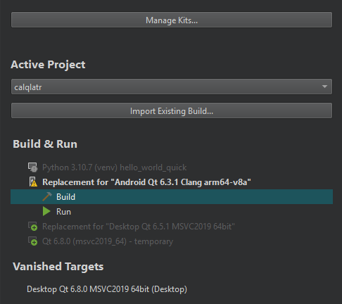 Vanished Targets in Projects